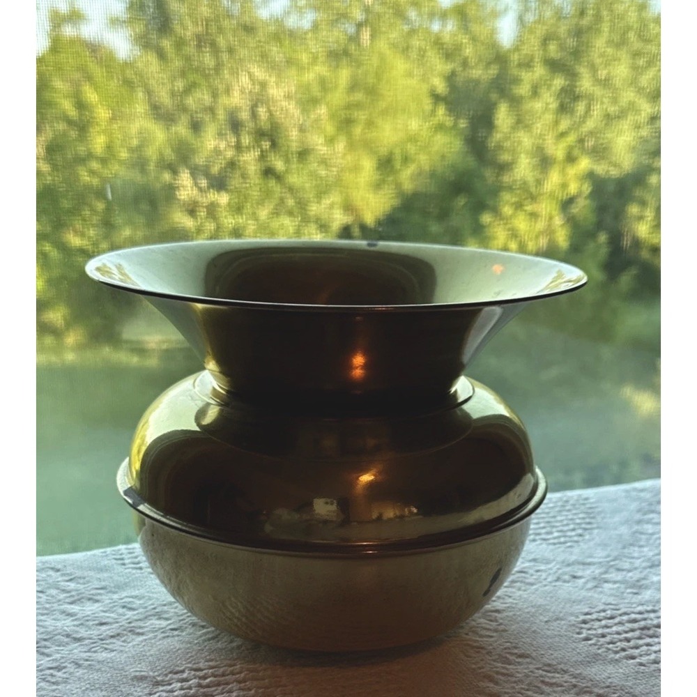 VTG Norleans Brass Spittoon Planter Vase Shelf Decor 6.25" Tall Made in England